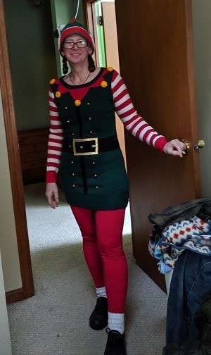 Donna Doyon in Christmas Elf costume